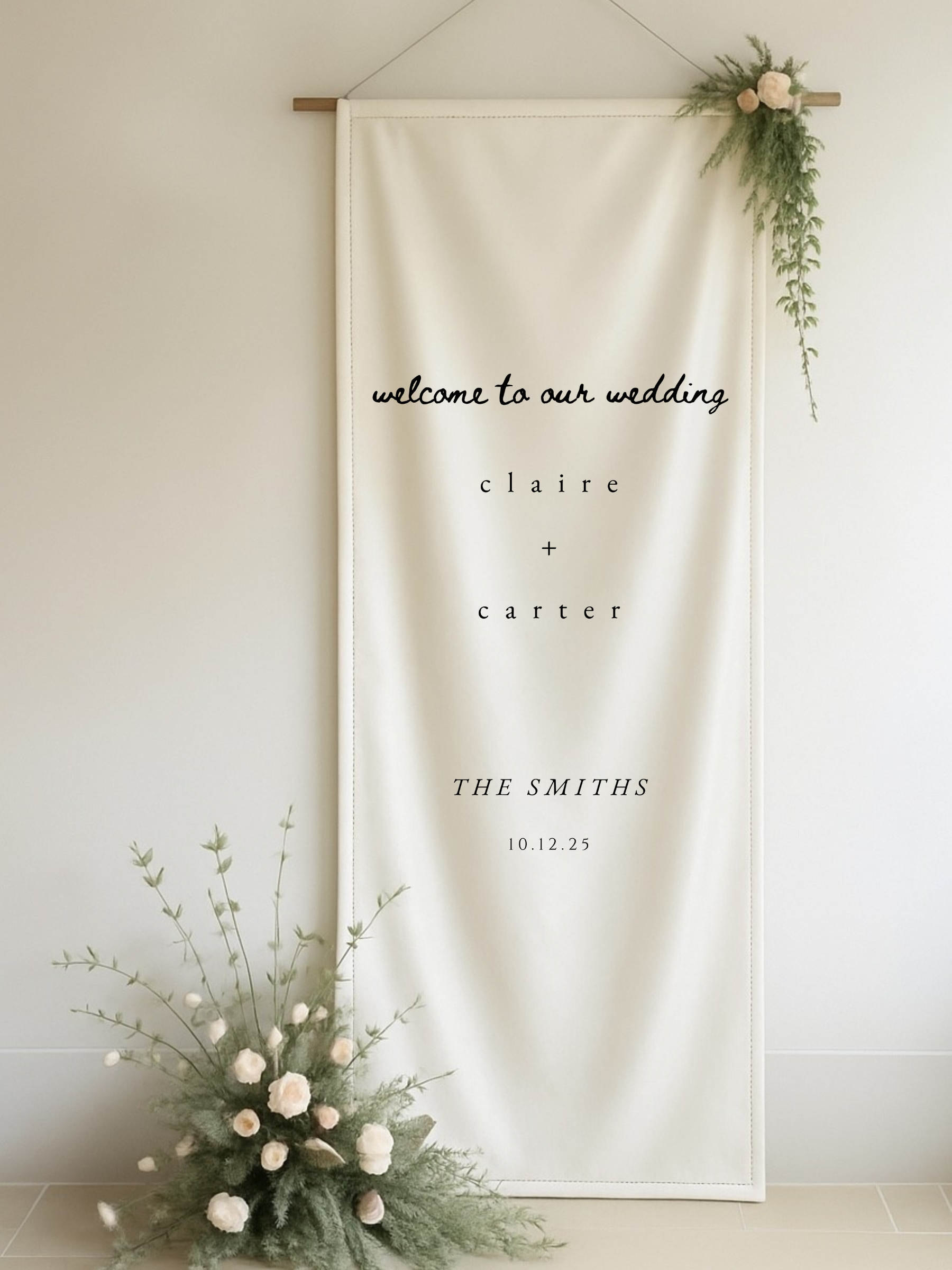 Claire | Silk Fabric Welcome Sign VI