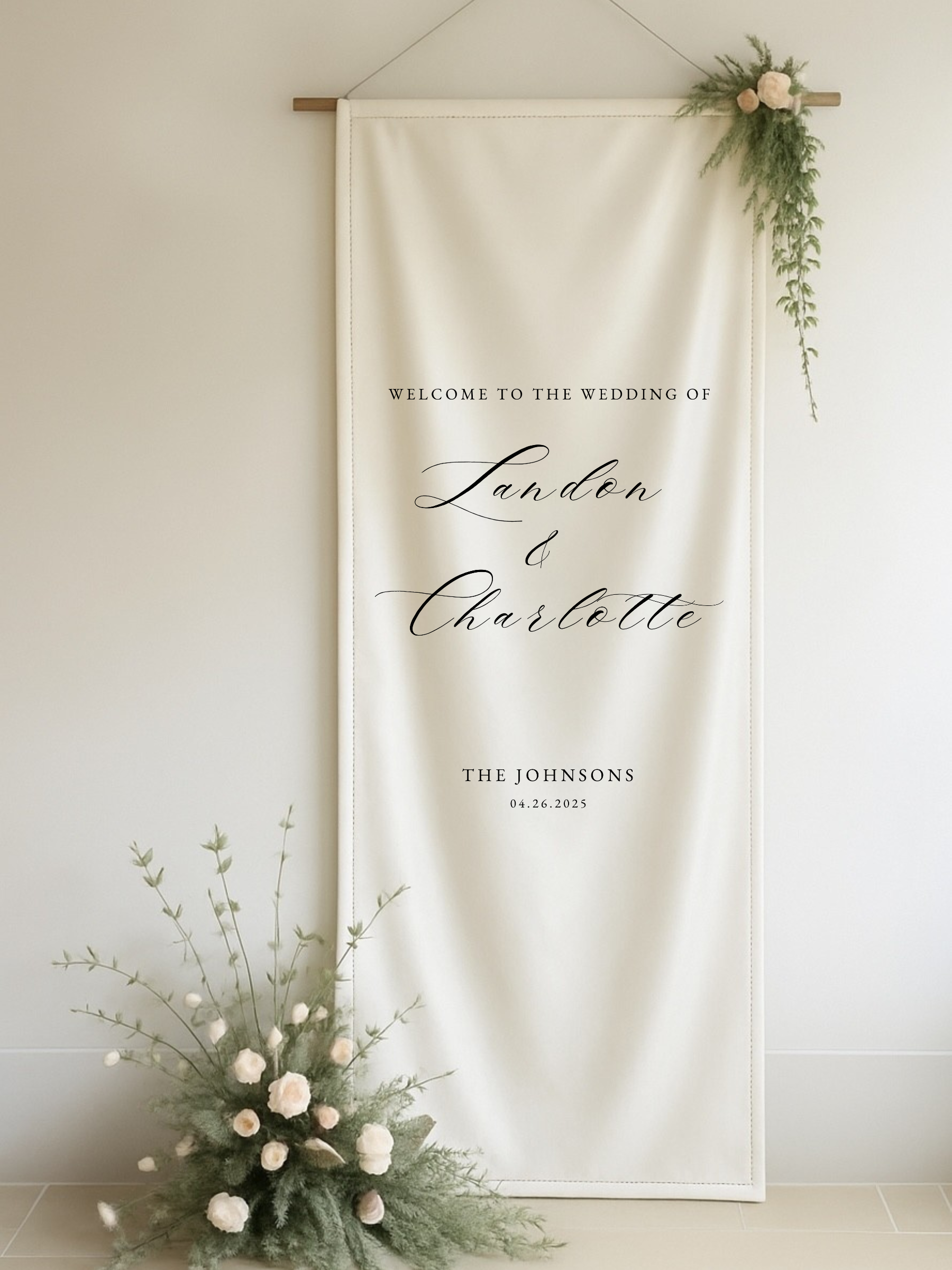 Charlotte | Silk Fabric Welcome Sign I