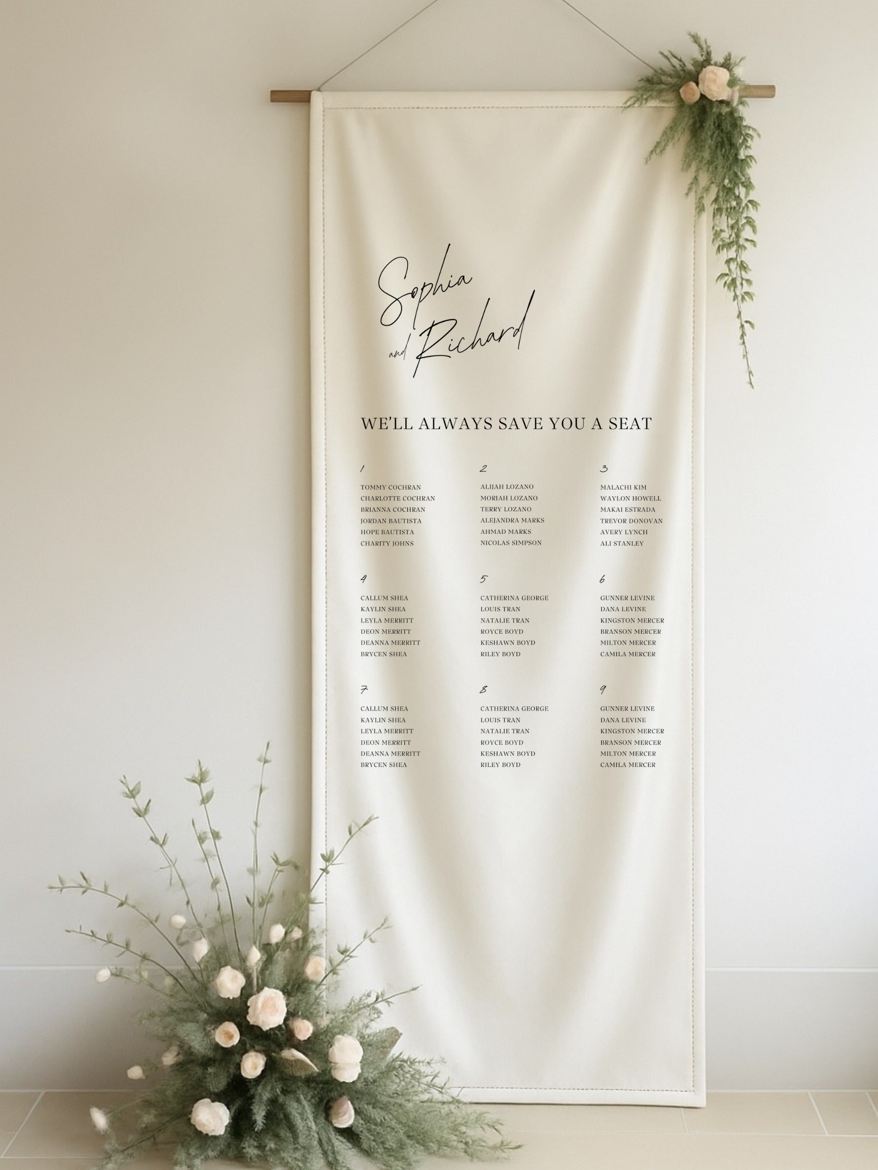 Emilia | Silk Fabric Seating Chart II