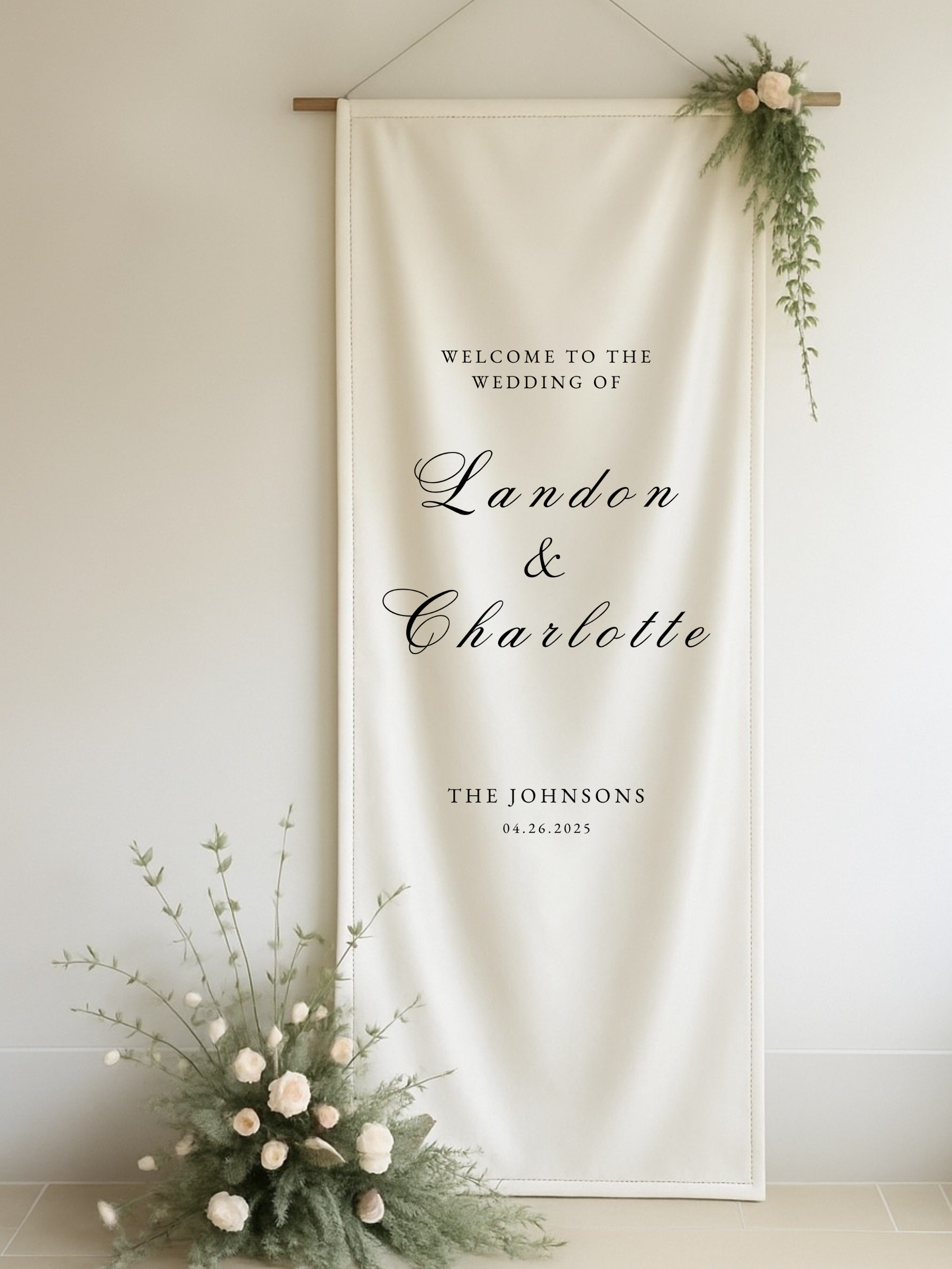 Charlotte | Silk Fabric Welcome Sign IV
