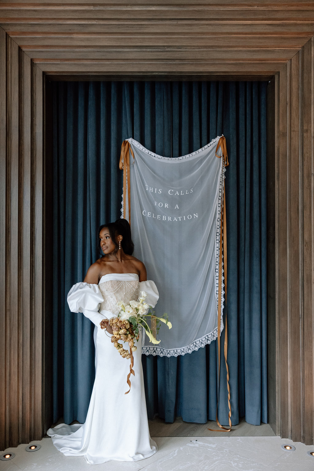 Arabella | Lace Trimmed Tulle Wedding Banner