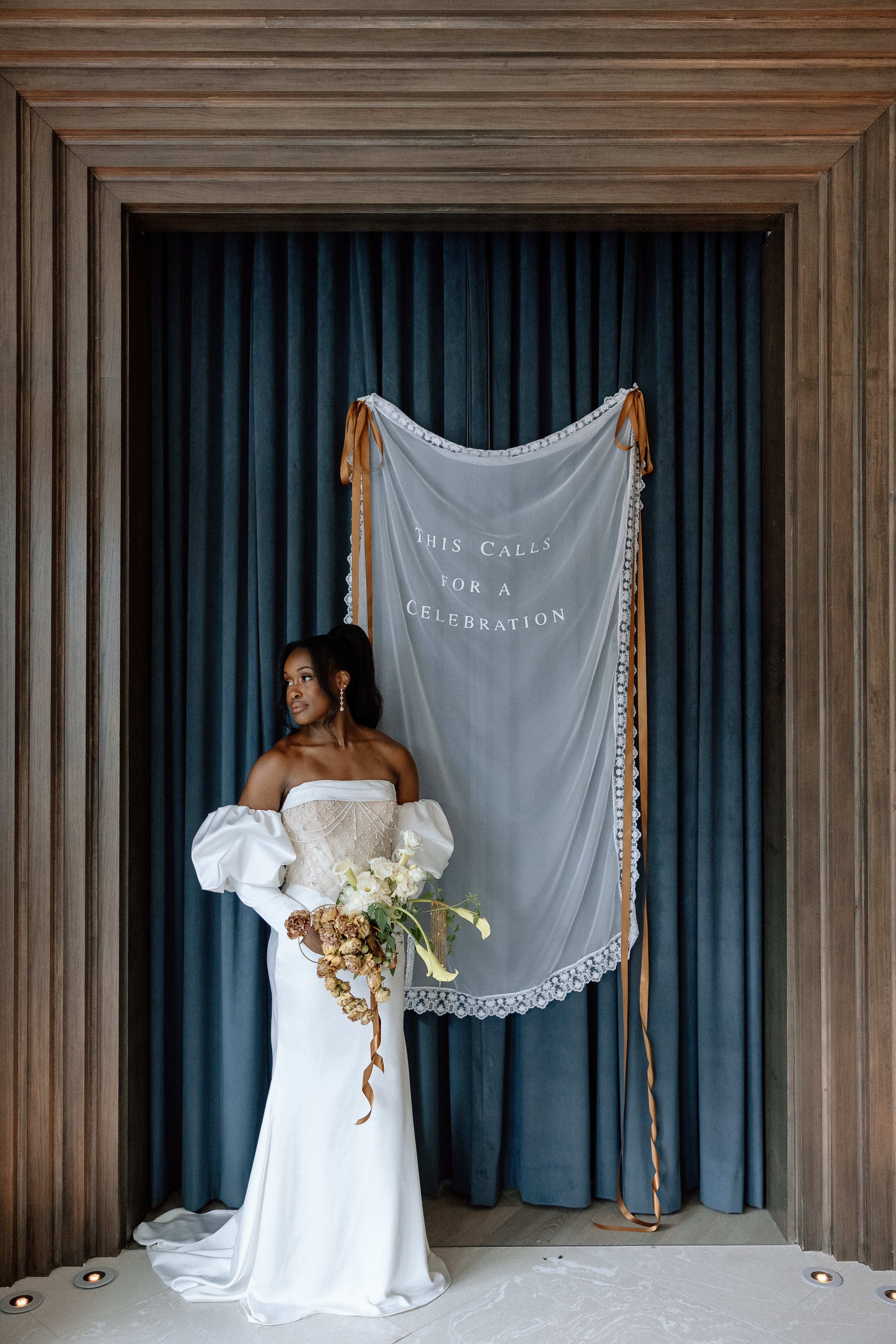 Arabella | Lace Trimmed Tulle Wedding Banner
